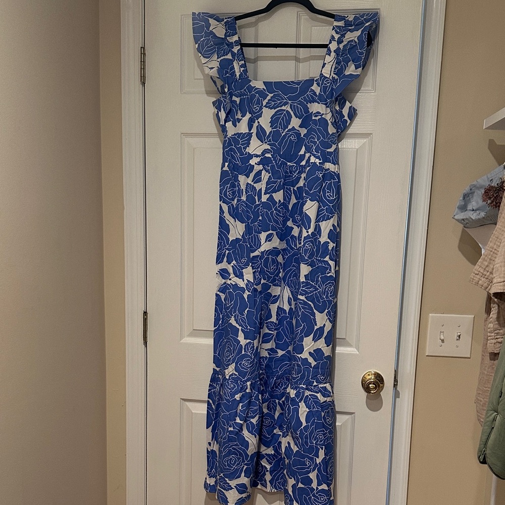 London Times Blue and White Floral Dress